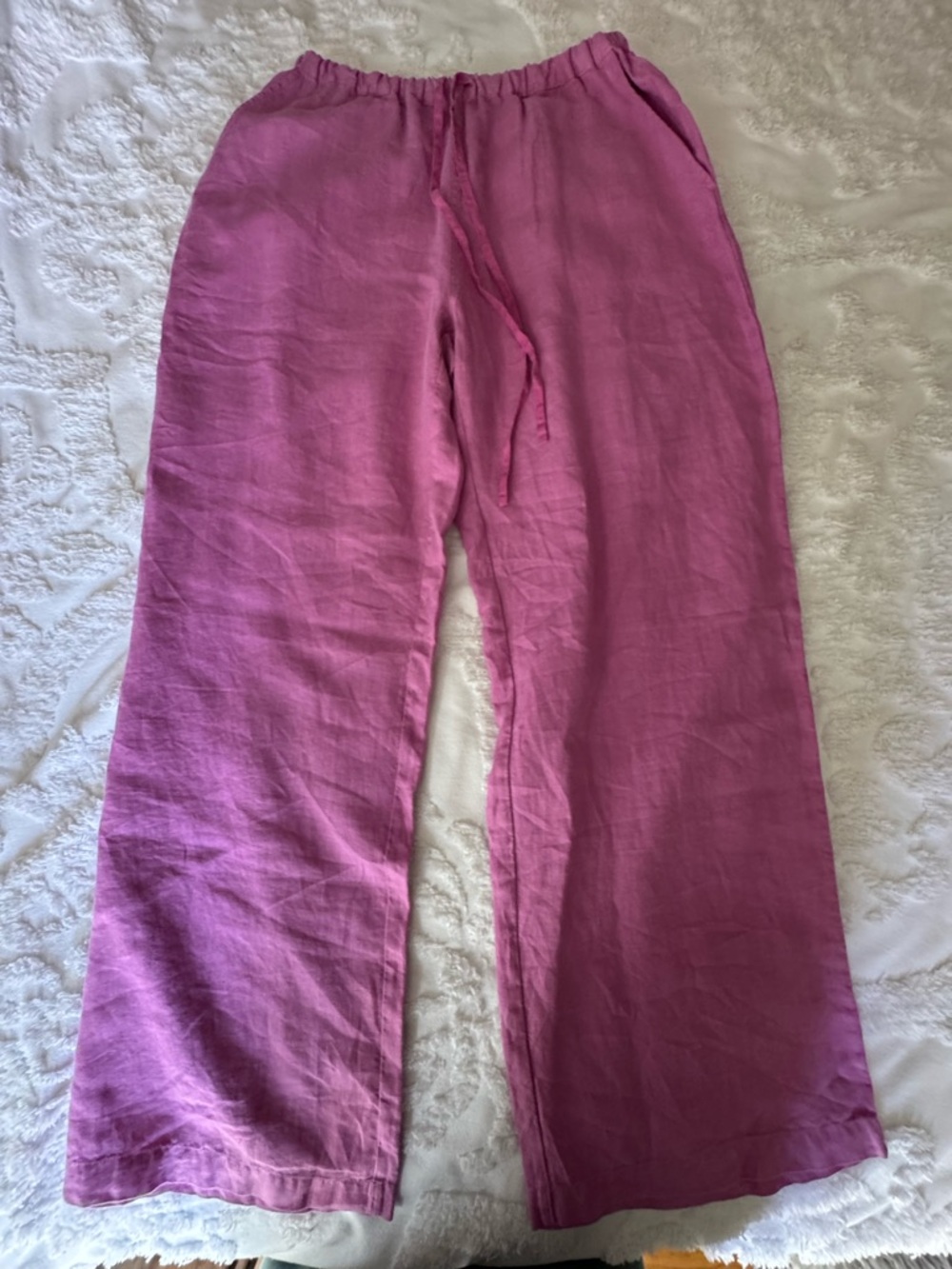 Nation Ltd Ladies Linen Pants Wide Leg Pull On
Casual Beach Drawstring Tie Pink